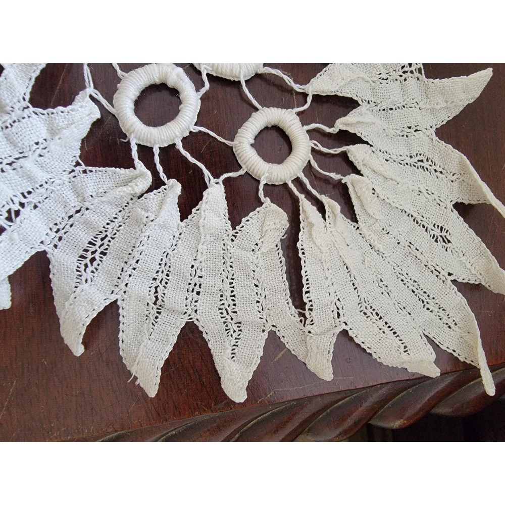 Vintage Handmade Cotton Needle Lace Table Runner - Picture 11 of 16